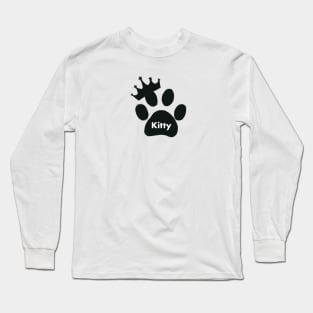 Kitty cat name made of hand drawn paw prints Long Sleeve T-Shirt